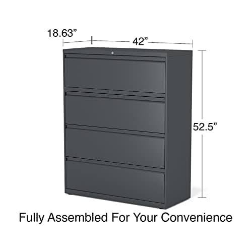 Lorell 4-Drawer Lateral File, 42 by 18-5/8 by 52-1/2-Inch, Charcoal 3