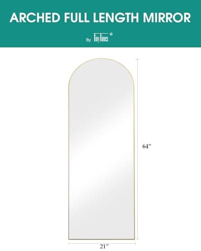 TinyTimes 64''x21'' Arched Full Length Mirror with Stand, Full Body Mirror, Mirrors Full Length Floor Freestanding, Wall Mounted Mirrors for Bedroom Living Room Cloakroom (Gold) 9