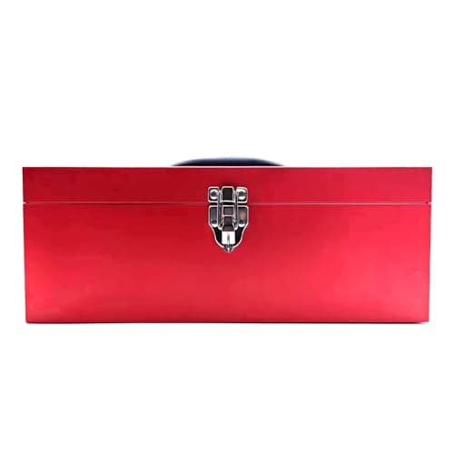 16" Portable Steel Heavy-duty Large Tool Box 18-Gauge Fishing Tackle Box Tool Box Drawer Organizer With Metal Latch and Handle Red 5