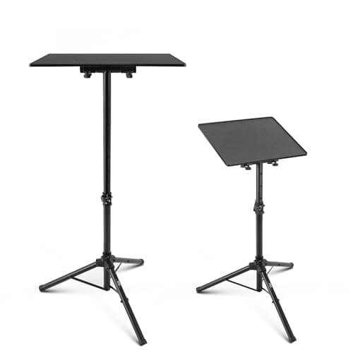 PYLE-PRO Universal Laptop Projector Tripod Stand - Computer, Book, DJ Equipment Holder Mount Height Adjustable Up to 39.37” w/ 14” x 11” Plate Size -for Office, Home, Stage, Studio, DJ Racks Holder