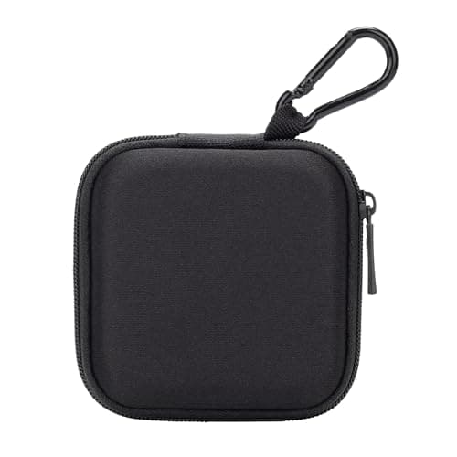 Ginsco Mini-Portable Hard Shell Square Earbuds Case for Apple EarPods/Samsung Galaxy Wired/Wireless Earbuds, Cell Phone Accessories Organizer with Carabiner for Earphones Tech Pouch