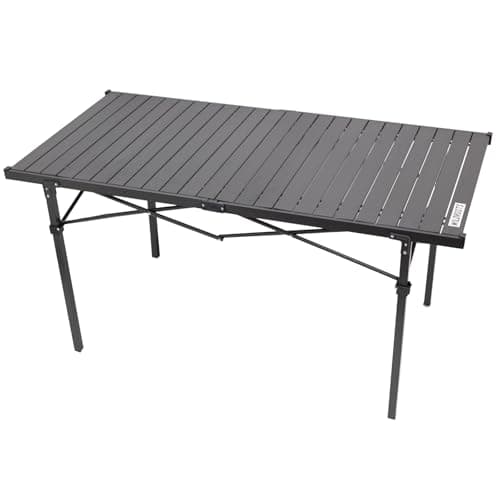 WILDROOTS Folding Camping Black Table with Carry Bag, Roll Up 4-6 People Portable Camp Square Tables for Picnic, Cooking, Beach, Travel, BBQ (XL