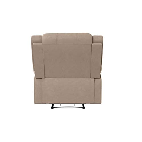Relax-A-Lounger Warren 35.5" Manual Pull-Handle Recliner, Traditional Overstuffed, Pocket Coil Comfort, Black Metal Base Legs, Soft Microfiber Fabric, Beige 5