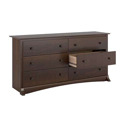 Prepac Sonoma 6-Drawer Double Dresser for Bedroom, Wide Chest of Drawers, Traditional Bedroom Furniture, 59" wide x 17.5" deep x 29" tall, Espresso 11