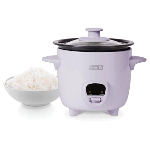 Dash Mini Rice Cooker Steamer with Removable Nonstick Pot, Keep Warm Function & Recipe Guide, 2 cups, for Soups, Stews, Grains & Oatmeal - Lavender