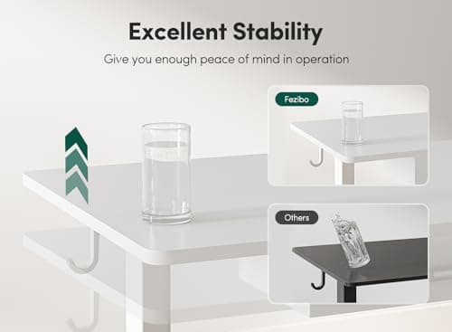 FEZIBO 48 x 24 Inches Standing Desk with Double Wooden Drawers, Adjustable Height Electric Standing Desk, Stand Up Home Office Desk with Splice Tabletop, White Frame/White Top 8