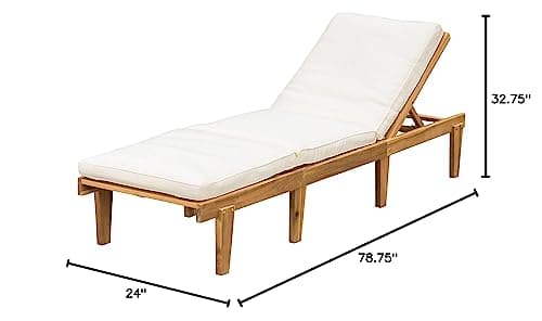 Christopher Knight Home Ariana Acacia Wood Chaise Lounge with Cushion, Teak Finish 3