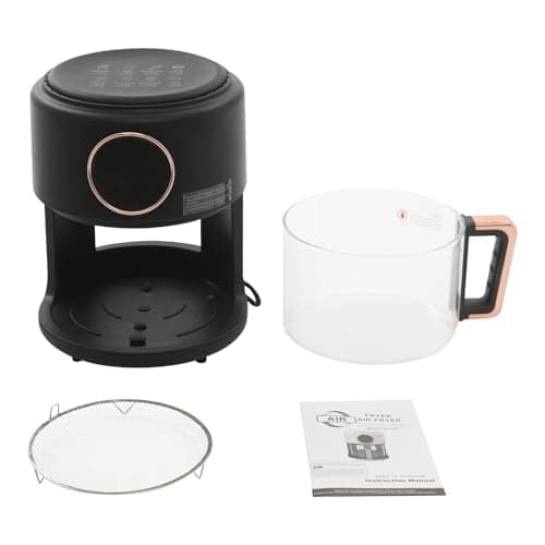 LUNUMAOS Mini Air Fryer, 3.8Qt Glass Air Fryer, 360° Viewable Touch Screen with Digital Display Adjustable Temperature Works Cookware French Fries Chicken Legs (Black) 7