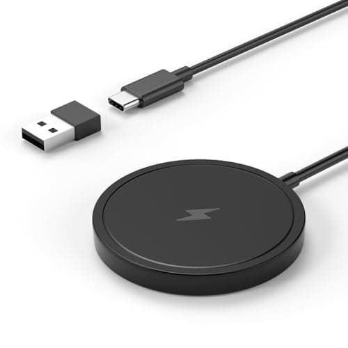 PINRUIGE 10 ft Magnetic Wireless Charger for iPhone 15W Max Fast Apple Magsafe Wireless Charging Pad Compatible with iPhone 17/17 Pro/Pro Max/16/15/14/13 with USB-A Converter Black