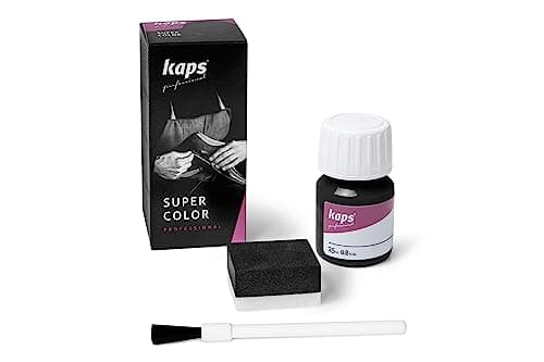 Dye Paint for Leather Shoes and Bags with Sponge and Brush, Kaps Super Color, 70 Colors (118 - Black)