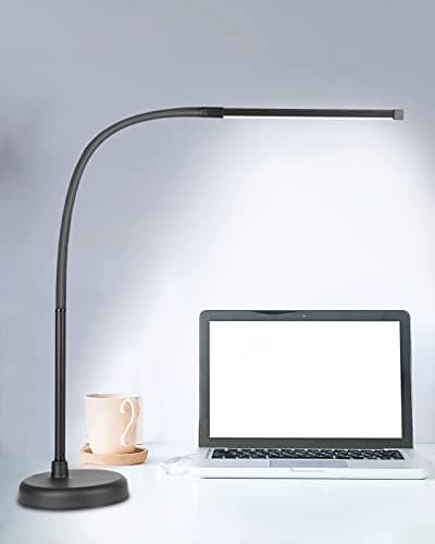 CIVHOM LED Desk Lamp, Swing Arm Architect Task Lamp with Long Flexible Gooseneck, 3 Color Modes, and USB Adapter, Dimmable Desk Light for Home/Office/Drafting/Reading/Piano