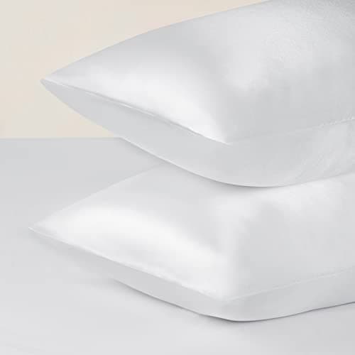 RUIKASI Satin Pillowcase for Hair and Skin - White Pillowcase Standard Set of 2, Silky Pillow Cases Standard Size 2 Pack with Envelope Closure, 20x26 inches 6