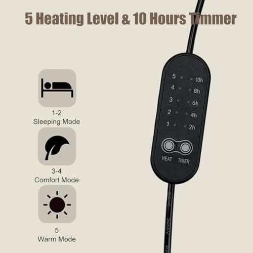 Heated Pad for Office Chair, USB Heated Seat Cushion, 5 Timer Setting & 5 Temperature Settings, Fast Heat Machine Washable Heating Pad for Back Neck Shoulder Pain Relief, 39x15in 5