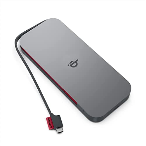 Lenovo Go Wireless Mobile Power Bank (10,000 mAh Capacity) 30W max Output - Wireless Qi Fast Charging up to 15W - Built-in Overcharge Protection - Model PBLG1W - Storm Grey