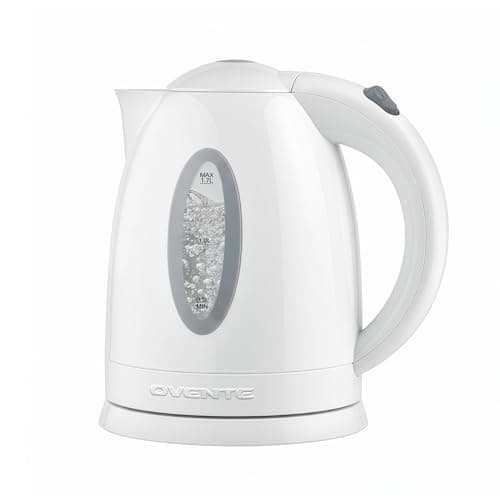 OVENTE Electric Kettle, 1.7L Fast Boiling Water Heater for Coffee or Tea, BPA Free with Water Level Gauge, Auto Shut-Off, Boil-Dry Protection, Indicator Light and Removable Filter, White KP72W