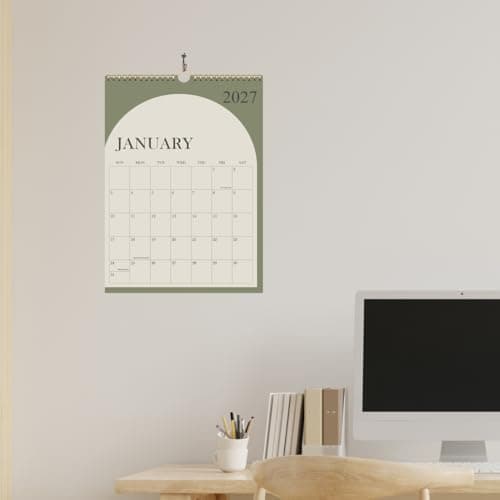 Calendar 2026-2027 - Wall Calendar from January 2026 - June 2027, 2026-2027 Wall Hanging Calendar with Thick Paper, 12" x 14.5", Green 6