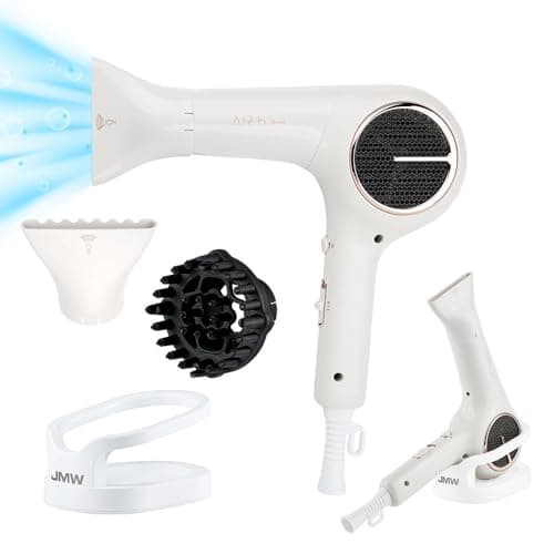 JMW Korean Professional Salon Hair Dryer AIR B with Diffuser & Dryer Stand 1600W - Lightweight, Powerful BLDC Motor, 100% Cool Wind Without Heat, Compact, Low Noise Blow Dryer for Home & Salon