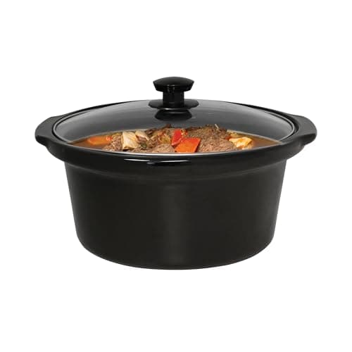 West Bend Slow Cooker 4-Quart Manual Crockery Style with Dishwasher Safe Oval Ceramic Crockpot and Glass Lid Two Temperature Settings Plus Keep Warm, 210-Watts, Black 8