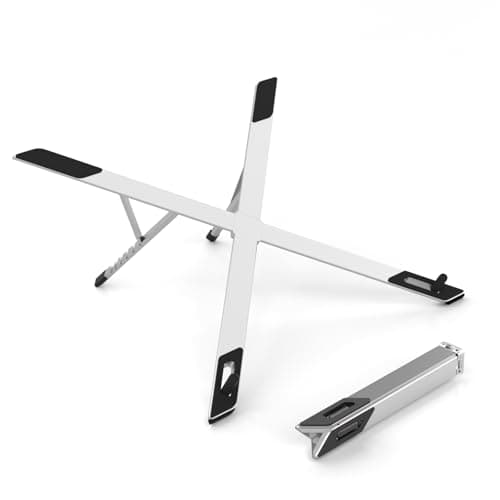 ZenRich Foldable Laptop Stand, Ergonomic Aluminum Laptop Holder Riser with 6-Levels Height Adjustment, Fits with MacBook Air, MacBook Pro, iPad, HP, Dell, Lenovo (Up to 17.3'')
