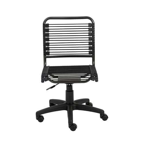 Euro Style Bungie Low Back Office Chair | Non-Tilt with 360° Swivel | Adjustable Height | Suitable for Home and Business | Black with Graphite Black Frame and Black Base