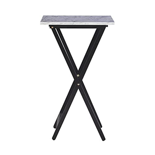 Linon Tray Table Set, 15.75"D x 18.9"W x 26.38"H, White 12