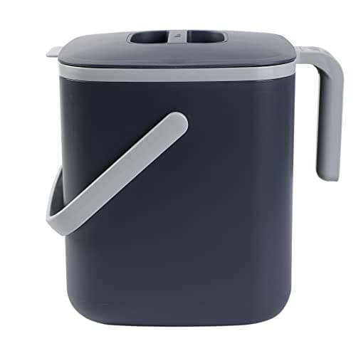 Blue Ginkgo Kitchen Compost Bin [5L / 1.32 GAL] – Filter-Free, Odor-Tight Countertop Food Waste Pail with Handles (Made in Korea, Gray)