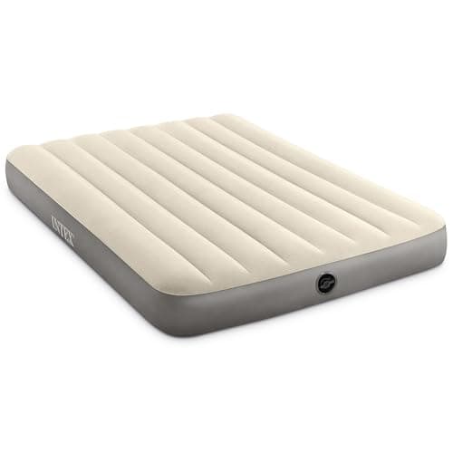 Intex 64102E Dura-Beam Standard Single-High Air Mattress: Fiber-Tech – Full Size – 10in Bed Height – 600lb Weight Capacity – Pump Sold Separately