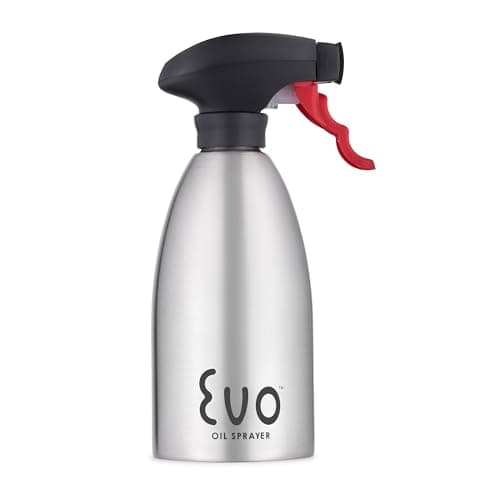 Evo Oil Sprayer 18/8 Stainless Steel, Non-Aerosol for Olive, Cooking Oils, and Vinegars, Silver, 16-Ounce Capacity