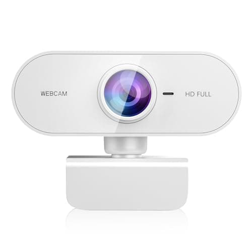 Webcam 1080P HD,Web cam with Microphone, Noise Cancellation, Wide-Angle Lens, Auto Light Correction, Plug & Play USB Webcam for Laptop, Desktop, PC, Mac, Zoom, Skype, Streaming,White