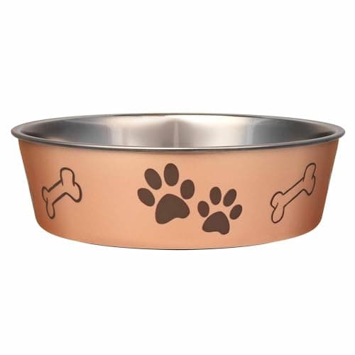 Loving Pets Bella Dog Bowls- Stainless Steel Dog & Cat Bowls - Spill Proof Dog Food Bowl, Cat Bowl, Puppy Essentials & Pet Supplies Great for Home & Travel (Medium 20-35 lbs, Champagne)