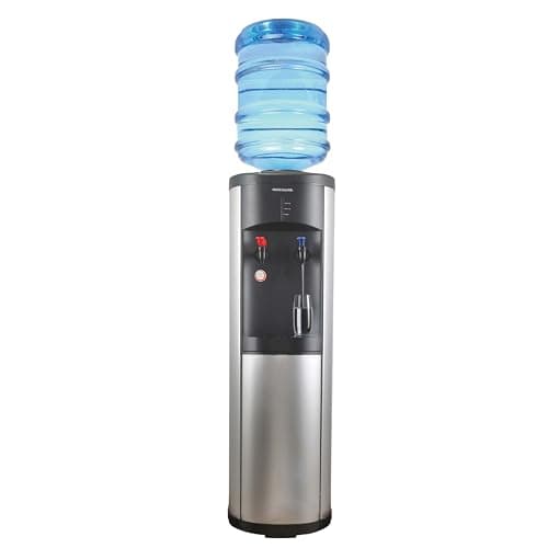 Frigidaire Water Cooler Dispenser, Top Load Water Cooler for Home, Garage, Dorm, RV & Cottage, Hot & Cold Water Dispenser for 3 and 5 Gallon Bottles, Stainless Steel