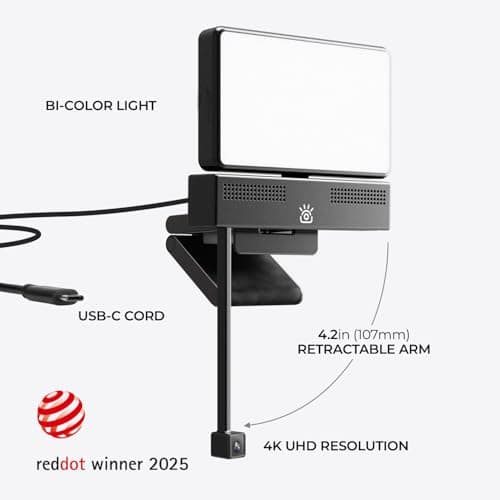 iContact Camera Pro 4K HD Webcam Pro and Light Panel Bundle with Eye Contact, Noise Cancelling Mic 9