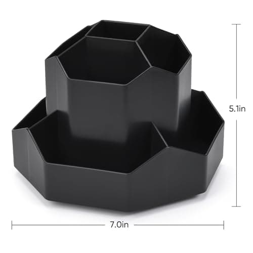 GGIANTGO Pencil Pen Holder for Desk, 9 Slots 360 Degree Rotating Desk Organizer, Cute Pen Organizers Stationery Supplies for Office Home & Art Supply (Black) 6
