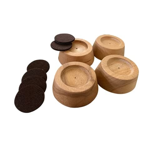 Prime Woodcraft Walnut Wood Furniture Risers - 1 Inch Height, 4 Risers, Natural - Premium Bed Risers for Cleaning and Convenience - Table Risers, Sofa Riser, Desk Riser for Home, Office