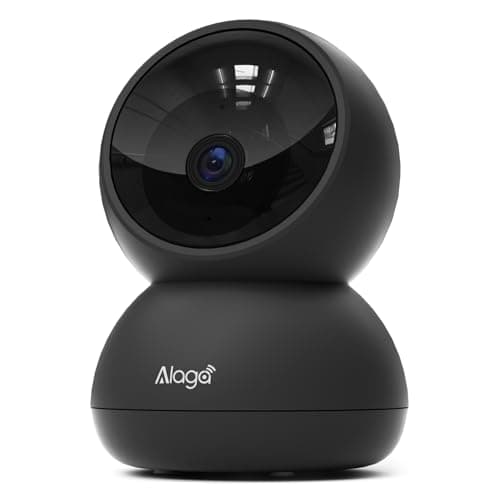 Alaga Indoor Security Camera Black, 5G and 2.4G WiFi, 3K, 360° Pan and Tilt, Human, Pet, Motion AI, Night Vision, Speaker, Compatible with Alexa and Google Assistant, with 64G TF Card