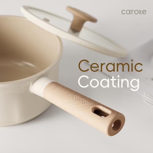 CAROTE 2QT+4QT Ceramic Saucepan Set with Lid, Nonstick Sauce Pans, Dishwasher Safe, Large Kitchen Pots Non-stick Cooking Pot Sauce Pan Set with 4 pcs for Kitchen, Induction Pot, PFOA Free 6