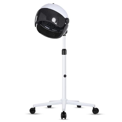 Professional Black&White Hooded Hair Dryer on Wheels - Sit Under or Stand for Salon Use