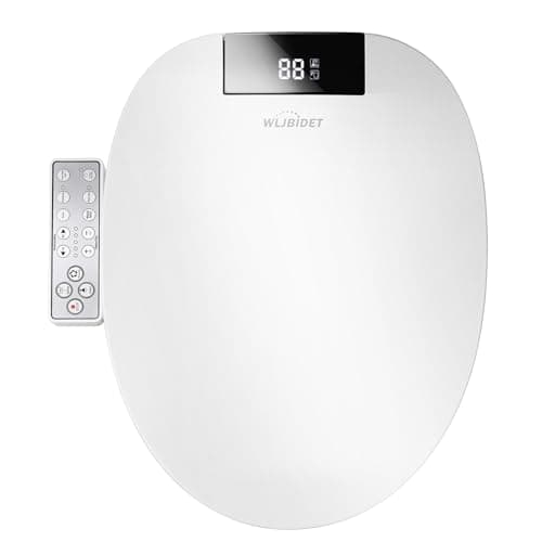 WLJBIDET Toilet Bidet Seat, Instant Warm Water, Self-Cleaning Nozzle, Multiple Spraying Modes, Electric Heated Seat, Warm Air Drying, Soft Closed Lid, Display Screen, Requires Electricity, Round