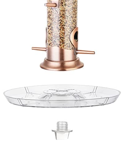 iBorn Bird Feeders Seed Catcher for Outside Hanging 6 Port Bird Feeder for Cardinal Birds Aluminium Metal,Brushed Copper Finishing 14 Inch 6 Port (Seed is not Included) 9