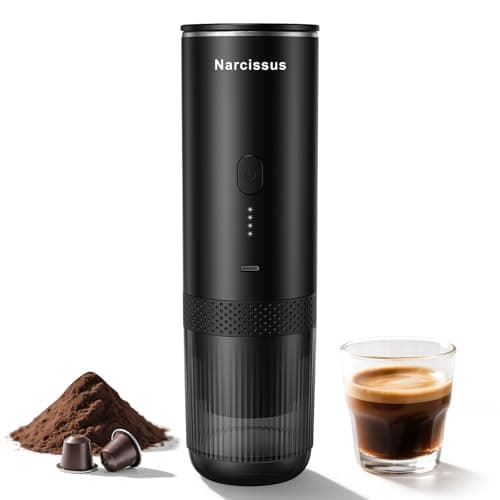Narcissus Portable Electric Espresso Machine for Travel, 86.6 Watt 2-In-1 Travel Coffee Maker for Max 12g Coffee Powder or NS Capsules, 1.5 Pounds & 7800mAh Battery Capacity, Includes Quick Charger