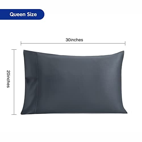 STNOMY Premium 100% Eucalyptus Tencel Lyocell Cooling Pillowcase Set of 2, Moisture Wicking,Temperature Regulating, Soft &Smooth Sateen Pillow Cover All Season (Queen Charcoal) 6