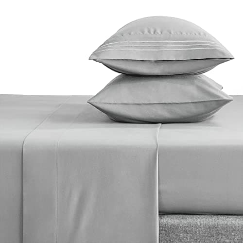 CozyLux Pillow Cases Queen Set of 2 Luxury 1800 Series Double Brushed Microfiber Bed Pillow Cases Embroidered 2 Pack 20x30 inches, Light Grey/Gray Pillow Covers with Envelope Closure 5