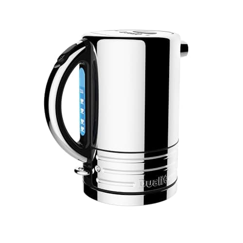 Dualit Design Series Kettle - 50.7 fl.oz - Stainless Steel Kettle with Black Trim - Rapid Boil and Patented Pure Pour Non-Drip Spout - Measuring Window with Cup Level Indicators