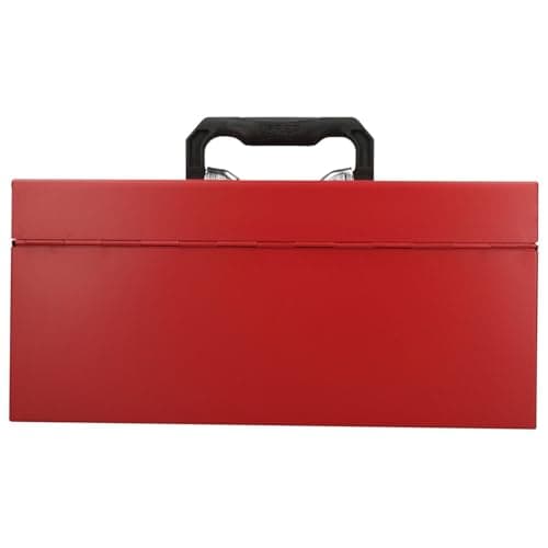 URREA Storage Box - Heavy Duty 16" x 7" x 7" Metal Tool Box with Chrome Plated Metallic Latch & Durable PVC Handle - D3 6