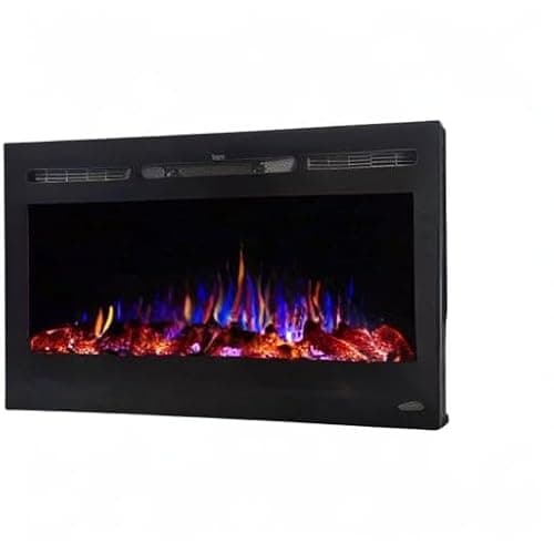 Touchstone Smart Electric Fireplace-The Sideline 36" Wide-in Wall Recessed - 30 Realistic Ember Color/Flame Options - 1,500W Heater w/Thermostat - Log & Crystal Hearth Options - Alexa/WiFi Enabled 11
