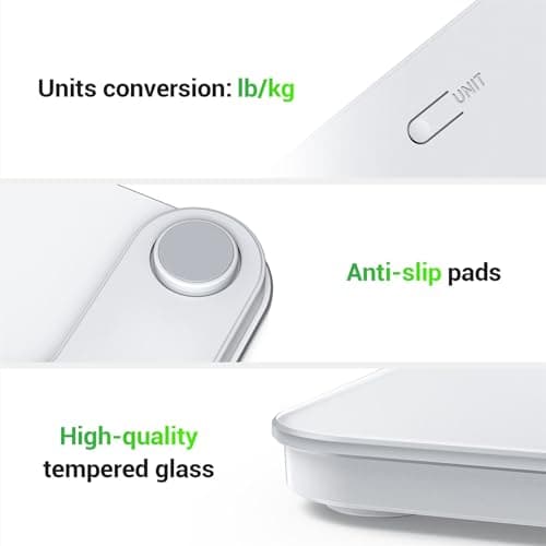 Ovutek Bathroom Scale for Body Weight, Highly Accurate Digital Weighing Machine for People, Upgraded Batteries Included, Compact Size, LED Display, Physician Scale with Sturdy Tempered Glass, 400lb 5