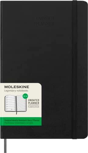 Moleskine Classic 12 Month Undated Weekly Planner, Hard Cover, Large (5" x 8.25"), Black