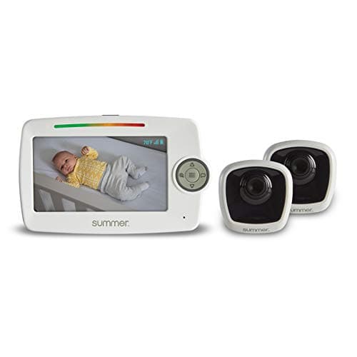 Summer Infant LookOut Duo 5” LCD Video Baby Monitor (2 Cameras)-Digital Zoom Baby Monitor with 1,000ft Range –Features Two-Way Audio, Automatic Night Vision,Temperature Display and No-Hole Wall Mount