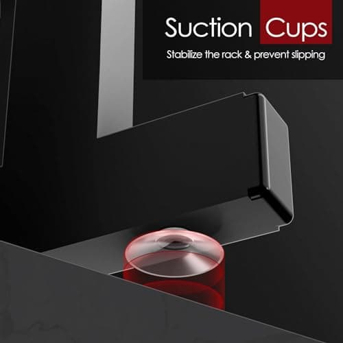 Sakugi Dish Drying Rack - Over The Sink Dish Drainer Drying Rack with Utensil & Knife Holder, Hooks, Stainless Steel Kitchen Organizers and Storage Solution, 11" D x 23.6"~35.0''W x 21.5" H, Black 6