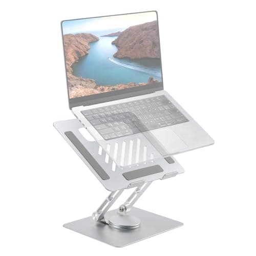 OTREST Rotating Laptop Stand for Desk Aluminum Alloy, Adjustable Ergonomic Laptop Riser with Foldable 360° Swivel Base, Compatible with MacBook Air Pro Lenovo Razer up to 16" Notebooks Computers